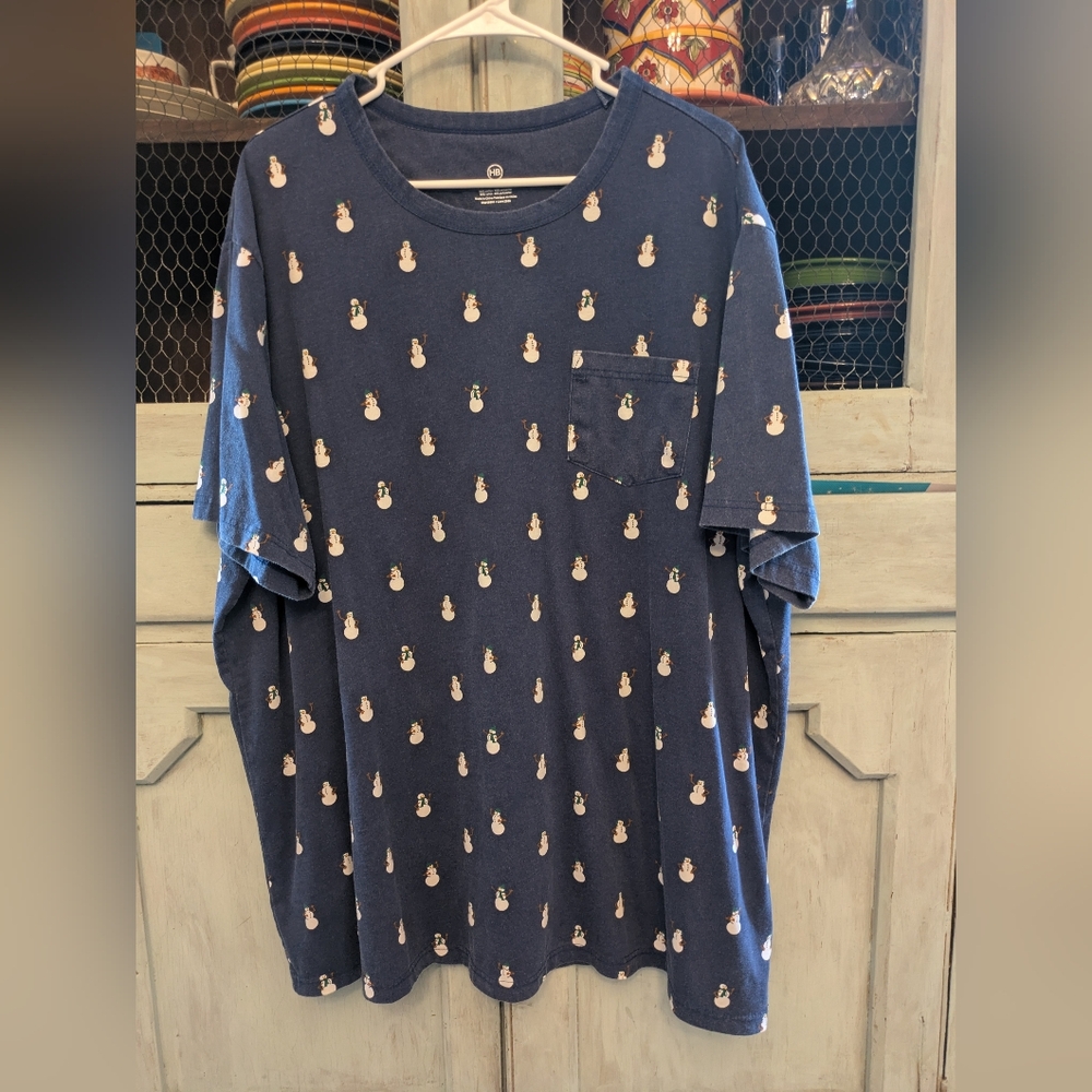 Navy Snowman Print Short Sleeve Tee